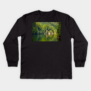 Lake and pine trees Kids Long Sleeve T-Shirt